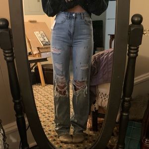 Pacsun 90’s Boyfriend Jeans - Light wash/paint splatter/distressed